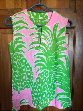 Lilly Pulitzer Pink and Green Pineapple Shift Top